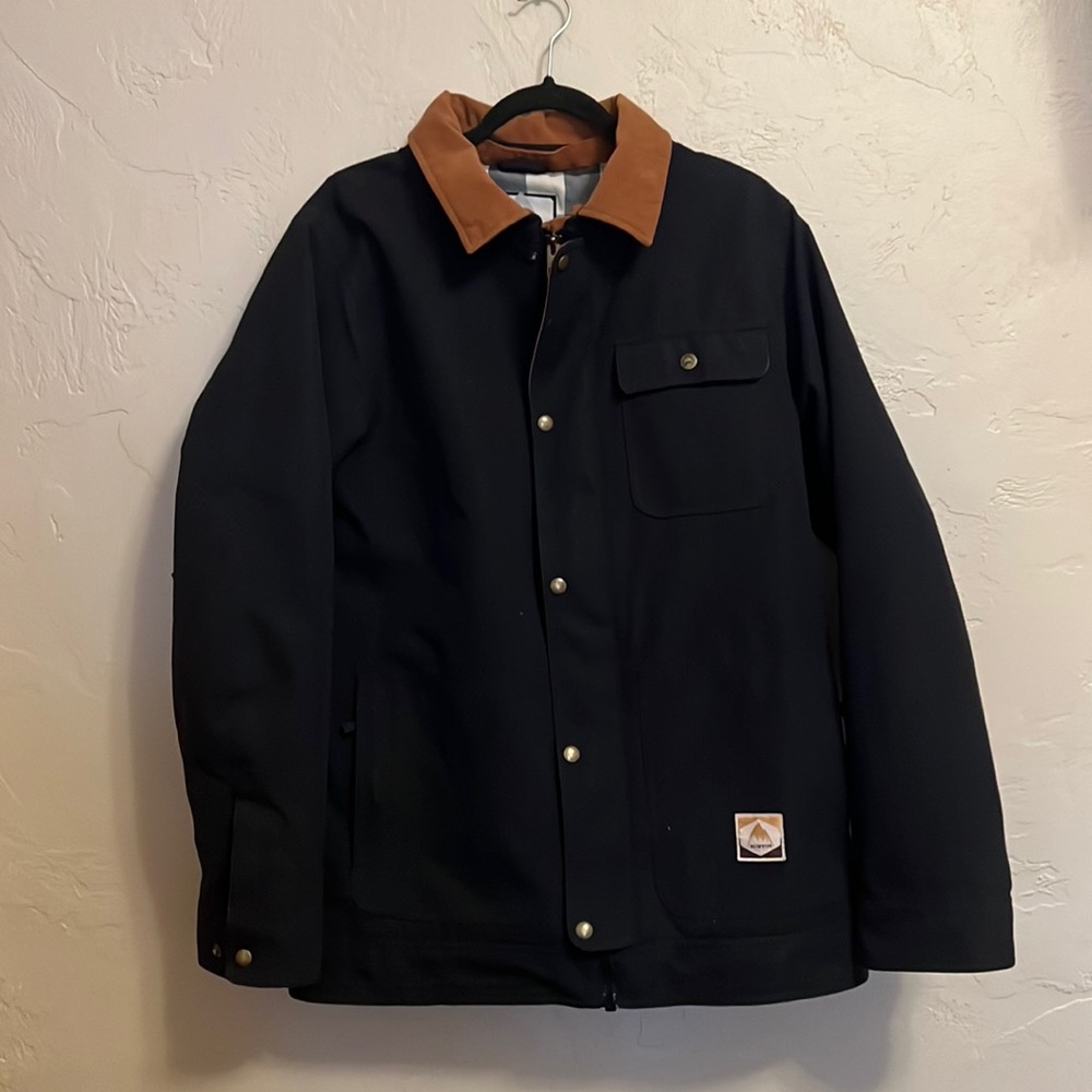 BURTON Jacket Mens Medium Dry Ride Canvas Snap Zip Lined Thermolite